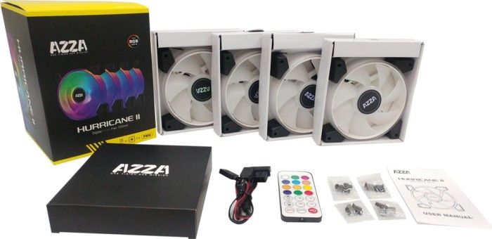 AZZA Hurricane II 4x120mm Digital ARGB Lüfter mit FB retail