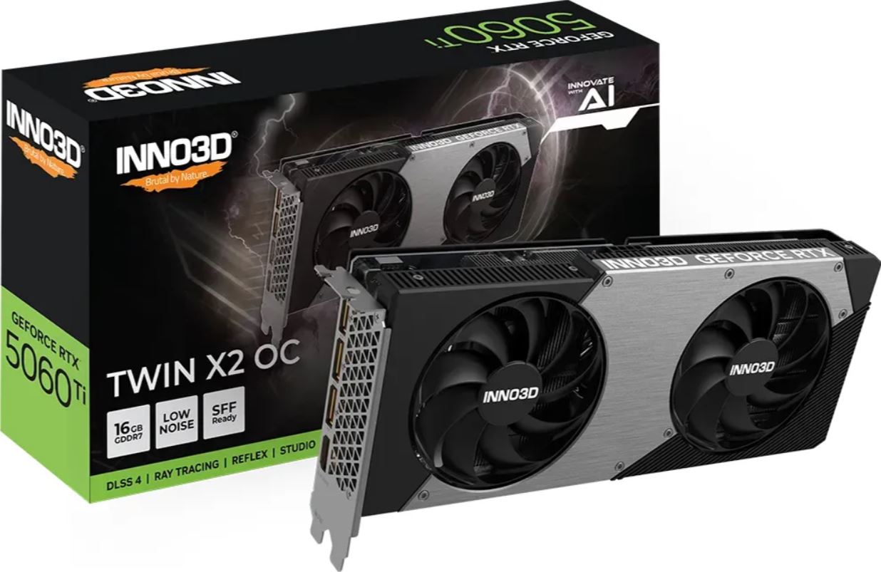 INNO3D RTX5060Ti TWIN X2 OC 16GB GDDR7 N506T2-16D7X-191073N retail