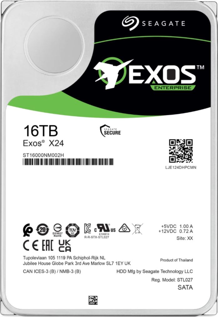 HDD 3,5" 16TB Seagate Exos X24 7200rpm 512MB ST16000NM002H