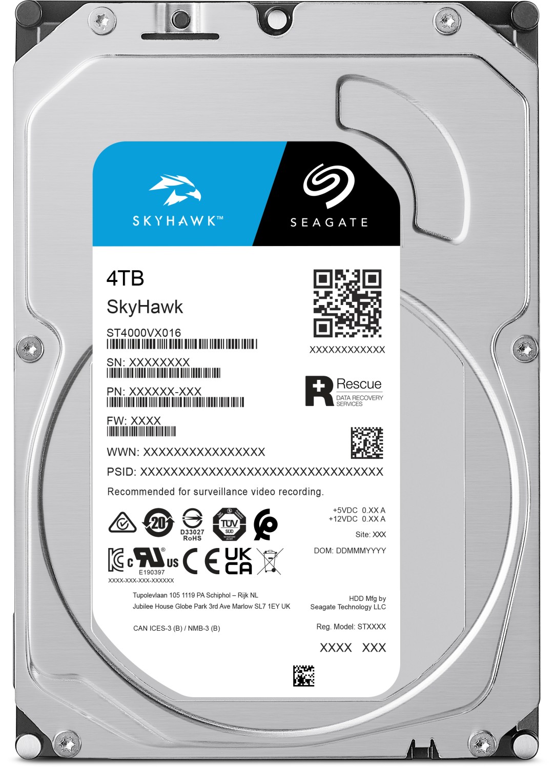 HDD 3,5" 4TB Seagate SkyHawk 5900rpm 256MB ST4000VX016