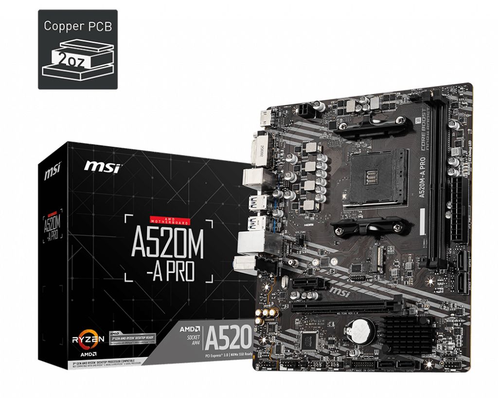 MSI A520M-A PRO A520 DDR4 AM4 7C96-001R retail