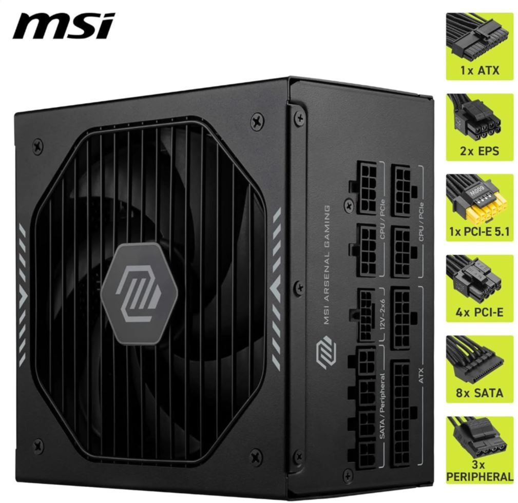 MSI MAG A850GLS PCIE5 Netzteil 850W 80+ Gold ATX 3.1