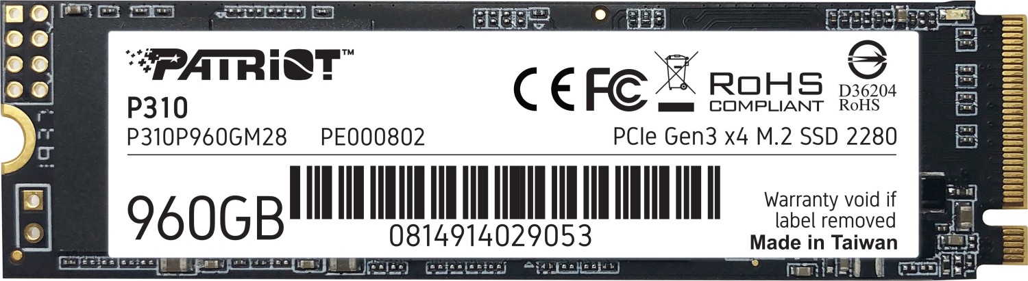 SSD Patriot 960GB M.2 P310 PCIe 3.0 1700/1500 PE802 retail