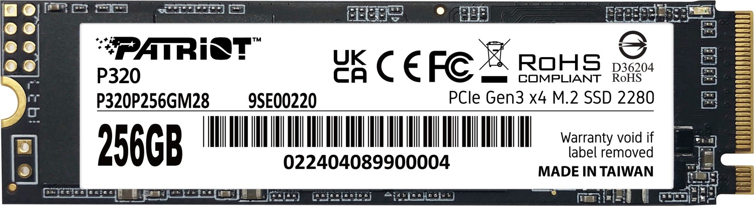 SSD Patriot 256GB M.2 P320 PCIe 3.0 2200/1200 PE996 retail